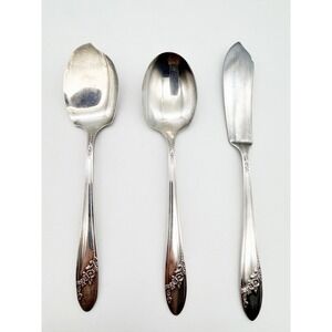 Vintage Queen Bess II Tudor Plate Oneida Community 3 Piece Serving Set Flatware